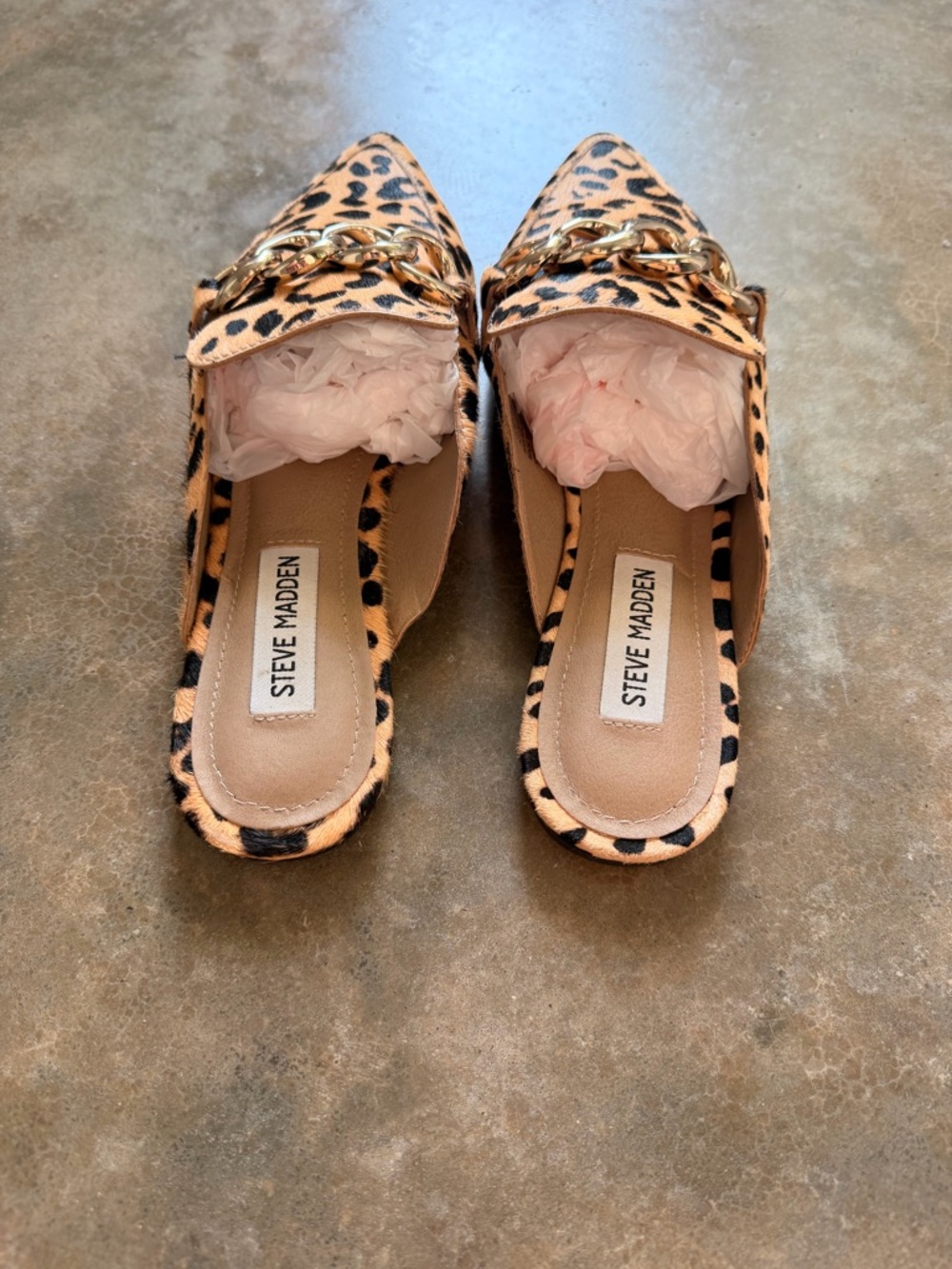 Steve Madden Leopard-Print Pointed Mule with Gold Chain - Size 6.5 - NWOT - Picture 4 of 15